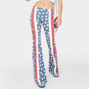 Free People Penny Flare Pull On Stars and Stripes Pants